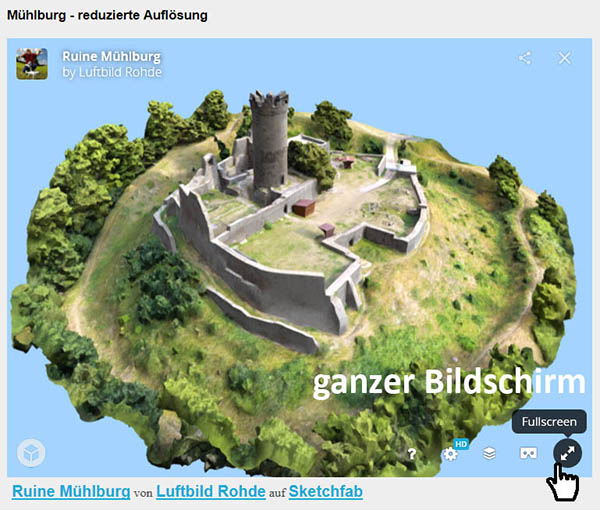  Modell auf Vollbildschirm anzeigen 