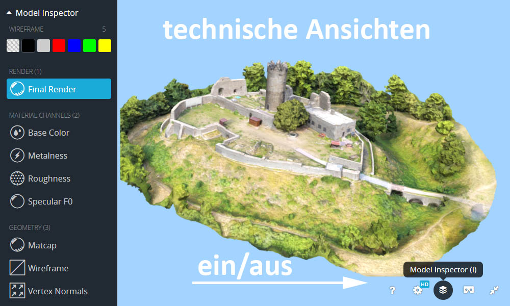  technische Ansichten einstellen 